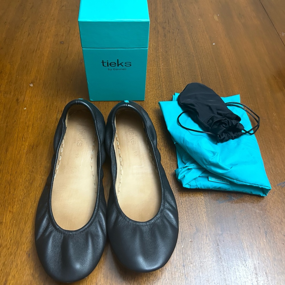 Matte black Tieks, women’s 10